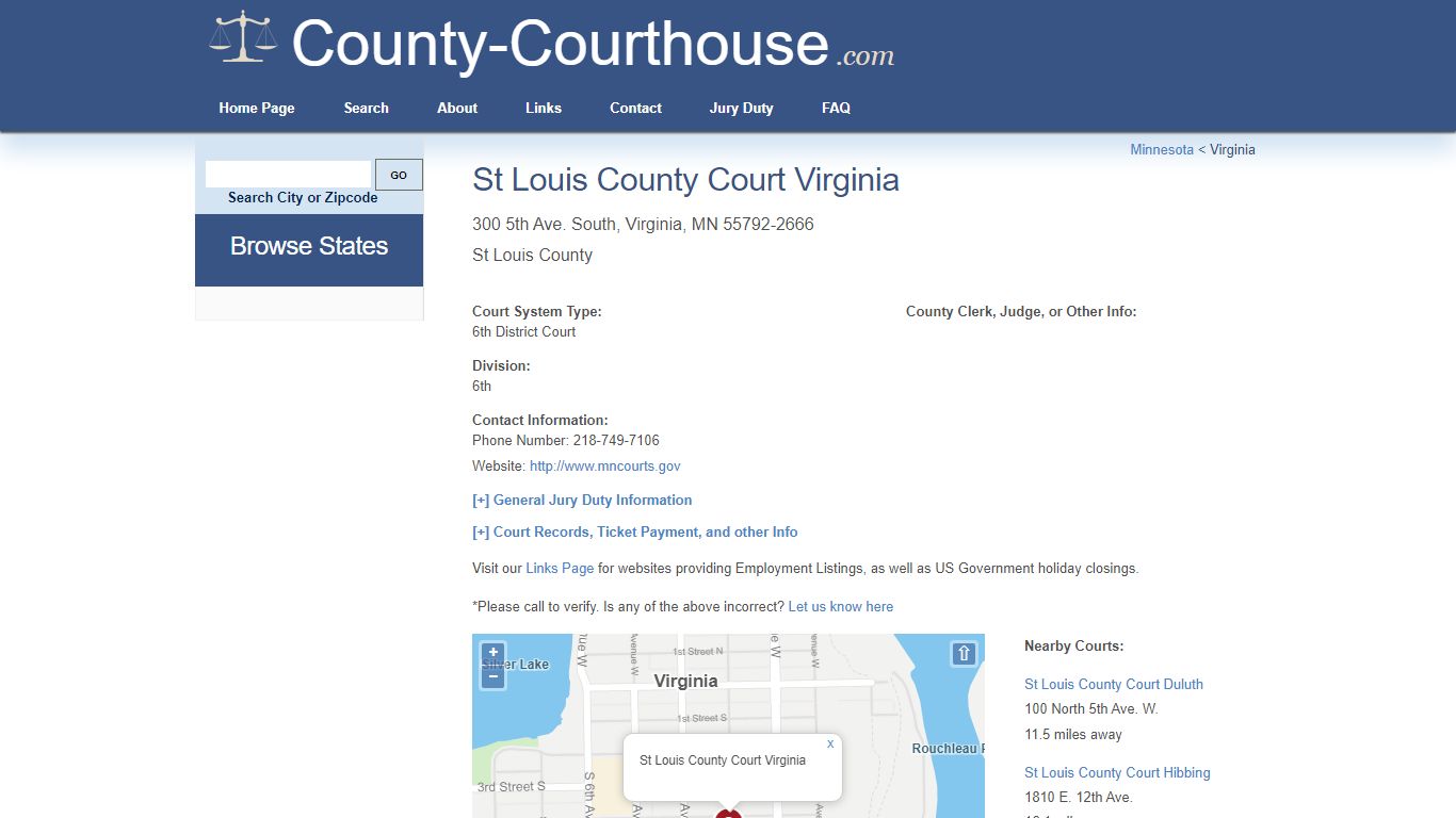 St Louis County Court Virginia in Virginia, MN - Court Information