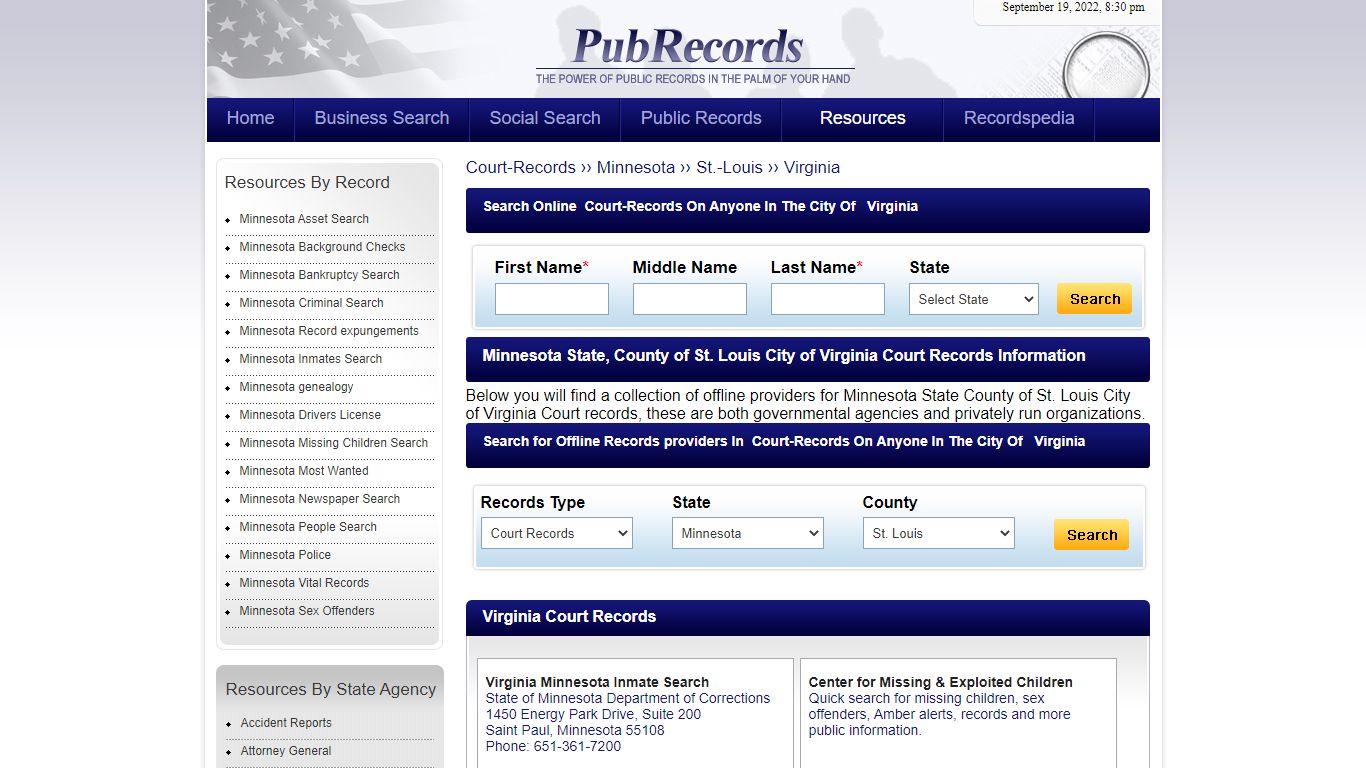 Virginia, St. Louis County, Minnesota Court Records